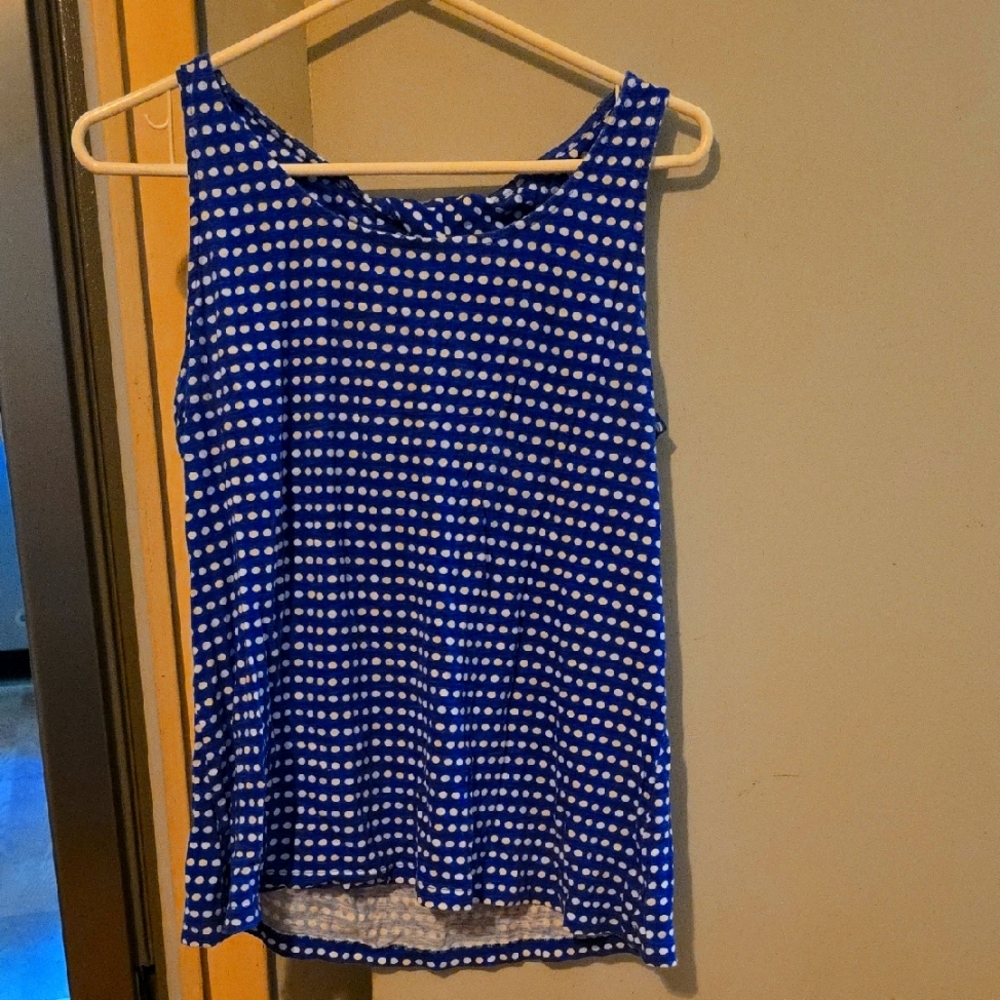 Old Navy Blue and White Polka Dot Tank Top